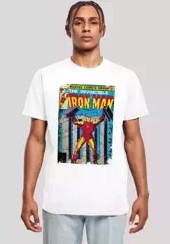 Футболка F4NT4STIC "Marvel Iron Man Cover", мужская, премиум-мерч, стандартного кроя, базовая модель, принт с логотипом, белый