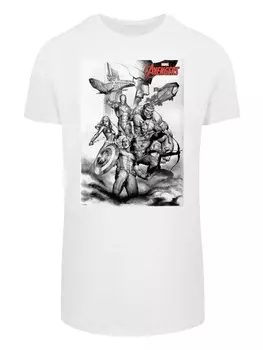Футболка F4NT4STIC Marvel Superhelden Avengers Assemble Team Sketch, белый