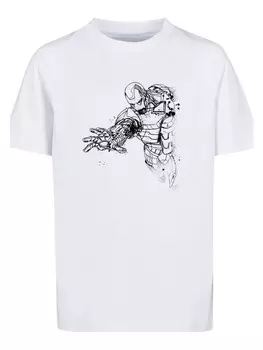 Футболка F4NT4STIC Marvel Superhelden Avengers Iron Man Mono Line, белый