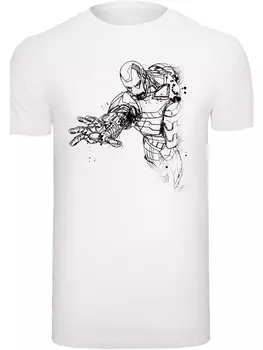 Футболка F4NT4STIC Marvel Superhelden Avengers Iron Man Mono Line, белый