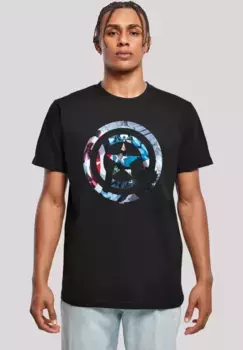 Футболка F4NT4STIC "Marvel Superheroes Avengers Captain America", мужская, премиум-мерч, стандартного кроя, базовая модель, принт с логотипом, черный