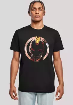 Футболка F4NT4STIC "Marvel Superheroes Iron Man Montage Symbol", мужская, премиальный товар, стандартный крой, базовая модель, логотип, черный