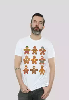 Футболка F4NT4STIC "Marvel Universe Christmas Gingerbread Avengers", принт, белый