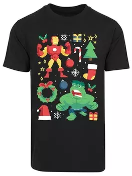 Футболка F4Nt4Stic Marvel Universe Iron Man And Hulk Weihnachten, черный