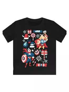 Футболка F4NT4STIC Marvel Universe Thor And Captain America Christmas, черный