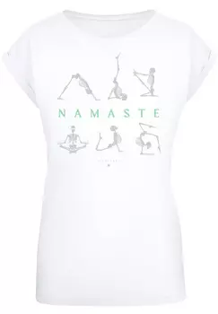 Футболка F4NT4STIC Namaste Yoga Skelett Halloween, белый