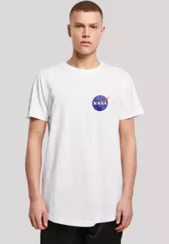 Футболка F4NT4STIC "NASA Classic Insignia Chest Logo White", мужская, премиум-мерч, длинная, длинная рубашка, с принтом, белый