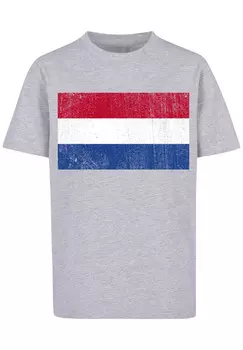 Футболка F4NT4STIC Netherlands NIederlande Holland Flagge distressed, цвет grau meliert