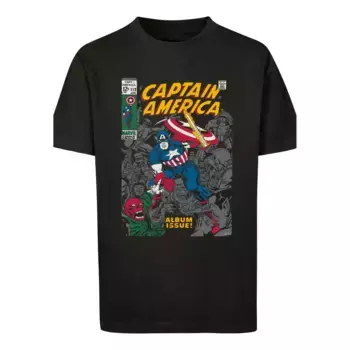 Футболка F4NT4STIC «Обложка альбома Marvel Captain America», унисекс для детей, товары премиум-класса, для мальчиков, девочек, принт с логотипом, черный