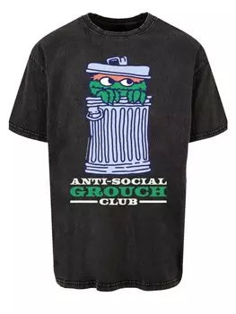 Футболка F4NT4STIC Oversize T-Shirt Sesamstrae Anti Social Grouch Club, черный