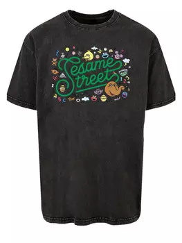 Футболка F4NT4STIC Oversize T-Shirt Sesamstrae Collage Coloured, черный