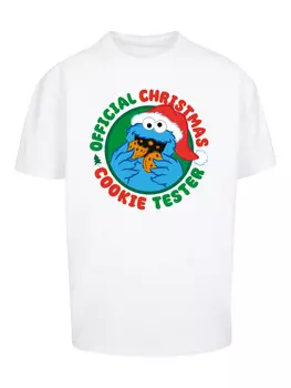 Футболка F4NT4STIC Oversize T-Shirt Sesamstrasse Weihnachten Keks Tester, белый