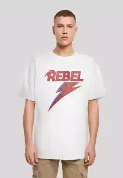 Футболка F4NT4STIC "Рок-музыка Дэвида Боуи Distressed Rebel", принт, белый