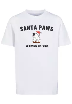 Футболка F4NT4STIC Santa Paws Christmas Cat, белый