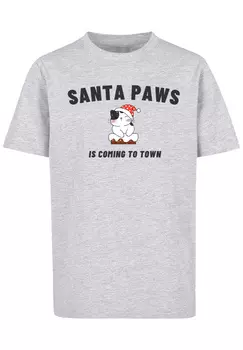 Футболка F4NT4STIC Santa Paws Christmas Cat, цвет grau meliert