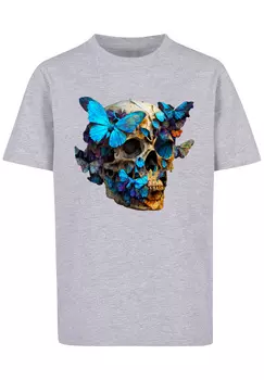 Футболка F4NT4STIC Schmetterling Skull TEE UNISEX, цвет grau meliert