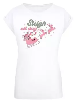 Футболка F4NT4STIC Shirt Christmas Sleigh all day Santas Reindeers, белый