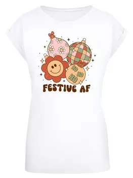 Футболка F4NT4STIC Shirt Festive AF Christmas Tree Balls, белый