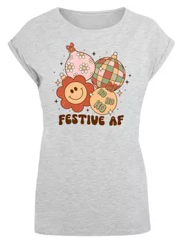 Футболка F4NT4STIC Shirt Festive AF Christmas Tree Balls, серый
