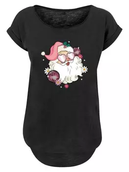 Футболка F4NT4STIC Shirt Pink Retro Disco Santa Christmas Bling, черный