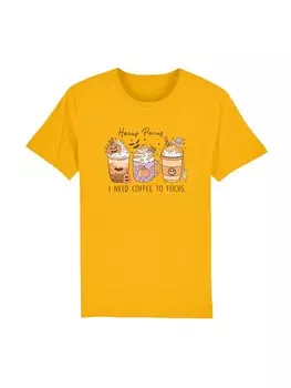 Футболка F4NT4STIC Shirt Retro Halloween Hocus Pocus I Need Coffee To Focus, желтый