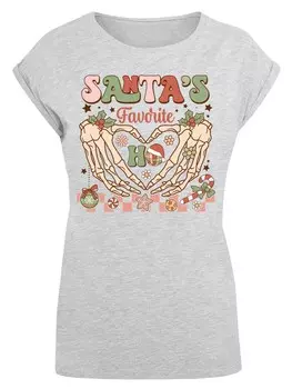 Футболка F4NT4STIC Shirt Santas favorite Ho Ho Ho Christmas, серый