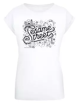 Футболка F4NT4STIC Shirt Sesame Street Collage Black & White, белый