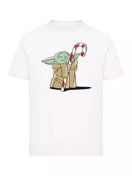 Футболка F4NT4STIC Shirt Star Wars Grogu Loves Candy stick, белый
