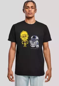 Футболка F4NT4STIC "Star Wars Resistance Droids Chest Print", мужская, премиум-мерч, стандартного кроя, базовая, с принтом, черный