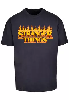 Футболка F4NT4STIC Stranger Things Fire Logo Netflix TV Series, темно-синий