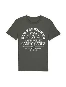 Футболка F4NT4STIC T-Shirt Cany Canes Retro Weihnachts Sign, хаки