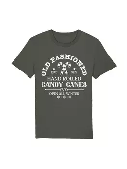 Футболка F4NT4STIC T-Shirt Cany Canes Retro Weihnachts Sign, хаки