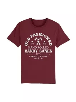 Футболка F4NT4STIC T-Shirt Cany Canes Retro Weihnachts Sign, цвет burgundy