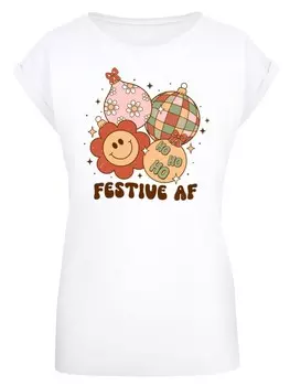 Футболка F4NT4STIC T-Shirt Festive AF Weihnachten Tree Balls, белый