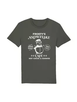 Футболка F4NT4STIC T-Shirt Frostys Snowflake Cafe Retro Weihnachten, хаки