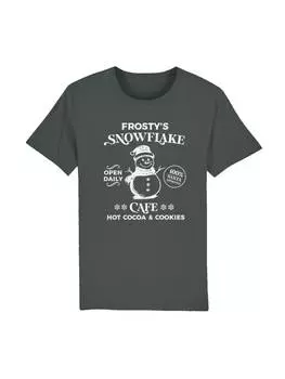 Футболка F4NT4STIC T-Shirt Frostys Snowflake Cafe Retro Weihnachten, антрацит