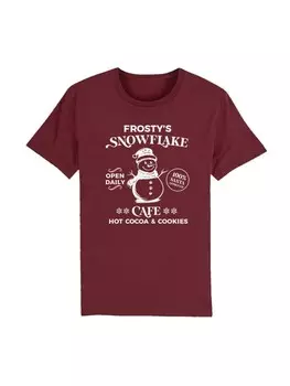 Футболка F4NT4STIC T-Shirt Frostys Snowflake Cafe Retro Weihnachten, цвет burgundy