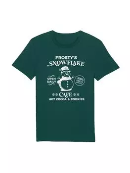 Футболка F4NT4STIC T-Shirt Frostys Snowflake Cafe Retro Weihnachten, цвет glazed green