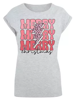 Футболка F4NT4STIC T-Shirt Merry Weihnachten Print Leo Print, пятнистый серый