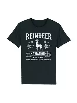 Футболка F4NT4STIC T-Shirt Reindeer Aviation Retro Weihnachts Sign, черный
