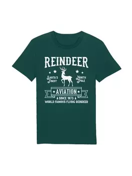 Футболка F4NT4STIC T-Shirt Reindeer Aviation Retro Weihnachts Sign, цвет glazed green