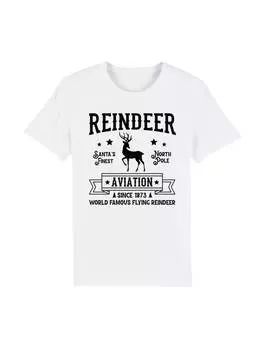 Футболка F4NT4STIC T-Shirt Reindeer Aviation Retro Weihnachts Sign, белый