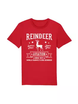 Футболка F4NT4STIC T-Shirt Reindeer Aviation Retro Weihnachts Sign, красный