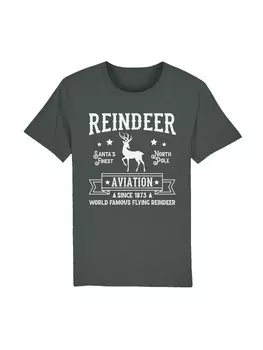 Футболка F4NT4STIC T-Shirt Reindeer Aviation Retro Weihnachts Sign, антрацит