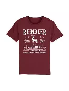 Футболка F4NT4STIC T-Shirt Reindeer Aviation Retro Weihnachts Sign, цвет burgundy