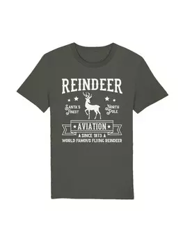 Футболка F4NT4STIC T-Shirt Reindeer Aviation Retro Weihnachts Sign, хаки