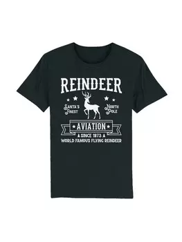 Футболка F4NT4STIC T-Shirt Reindeer Aviation Retro Weihnachts Sign, черный
