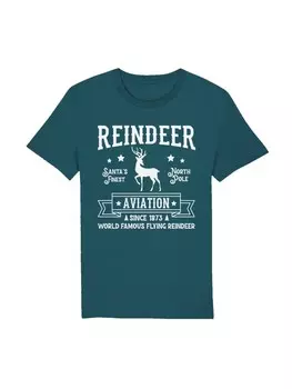 Футболка F4NT4STIC T-Shirt Reindeer Aviation Retro Weihnachts Sign, цвет stargazer
