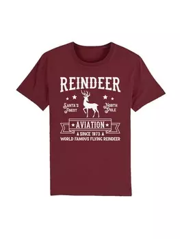 Футболка F4NT4STIC T-Shirt Reindeer Aviation Retro Weihnachts Sign, цвет burgundy
