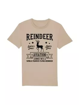 Футболка F4NT4STIC T-Shirt Reindeer Aviation Retro Weihnachts Sign, цвет desert dust